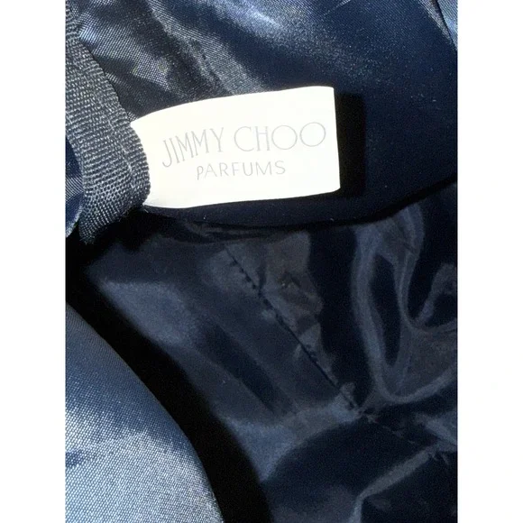 LARGE Jimmy Choo Parfums Luxury Bag Navy Nylon Leather Trim Shoulder Travel Tote - Picture 9 of 16